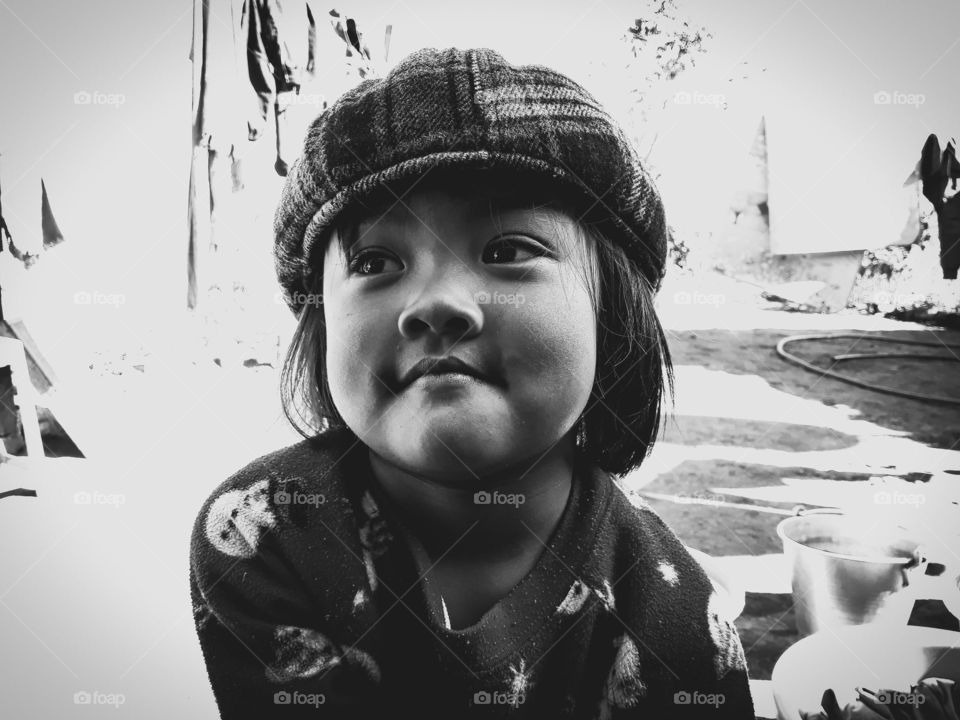 Portrait of a young Tangkhul Naga girl child from Ukhrul, Manipur, India.