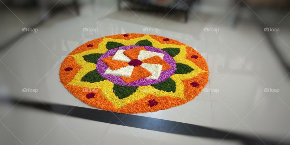 Flower carpet for onam celebration