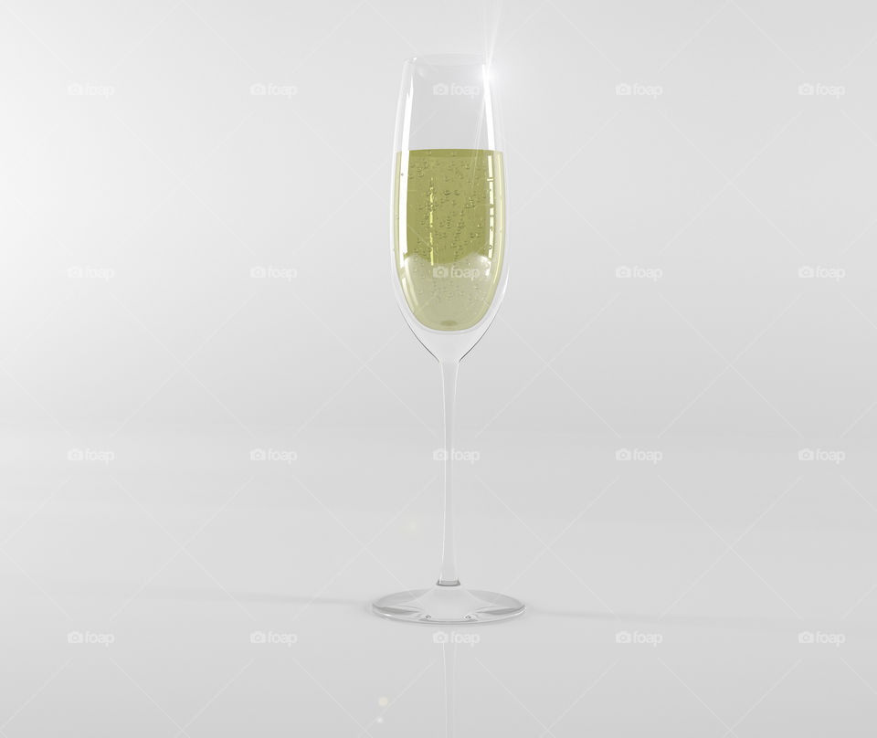 Glass design flute for champagne

Clean and shine glass with champagne. Beautiful design