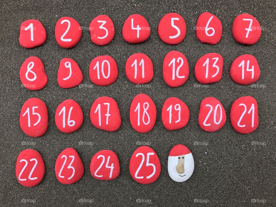 Christmas calendar with colored stones 