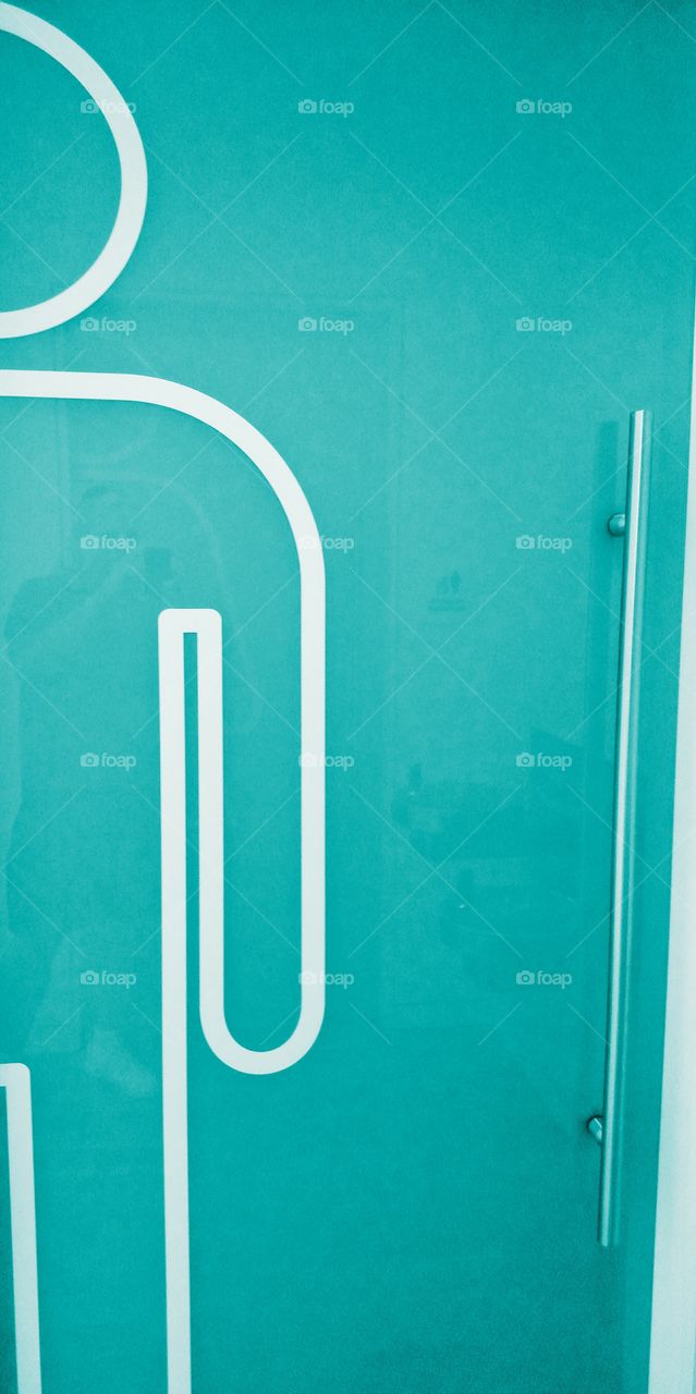 doorway hologram sign minimalist man