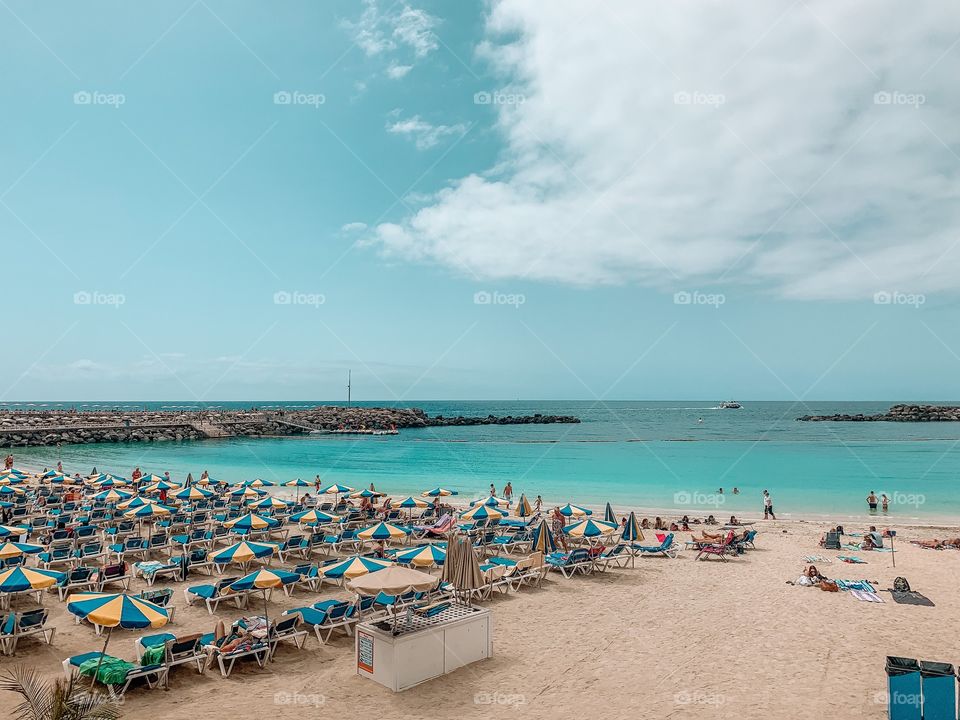 Landscape of a tropical beach during day in summer 
