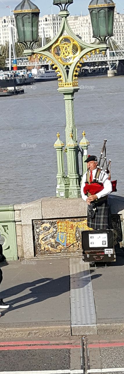 Scottish bagpipe in London