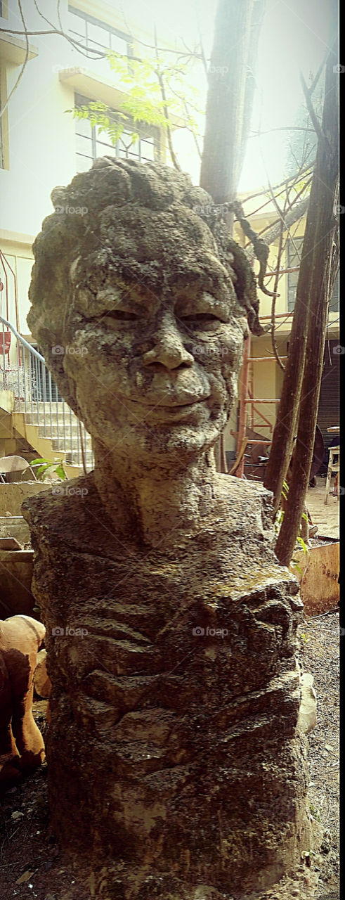 Amazing handmade raw Stone statue.