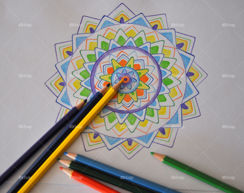 Mandala and pencils