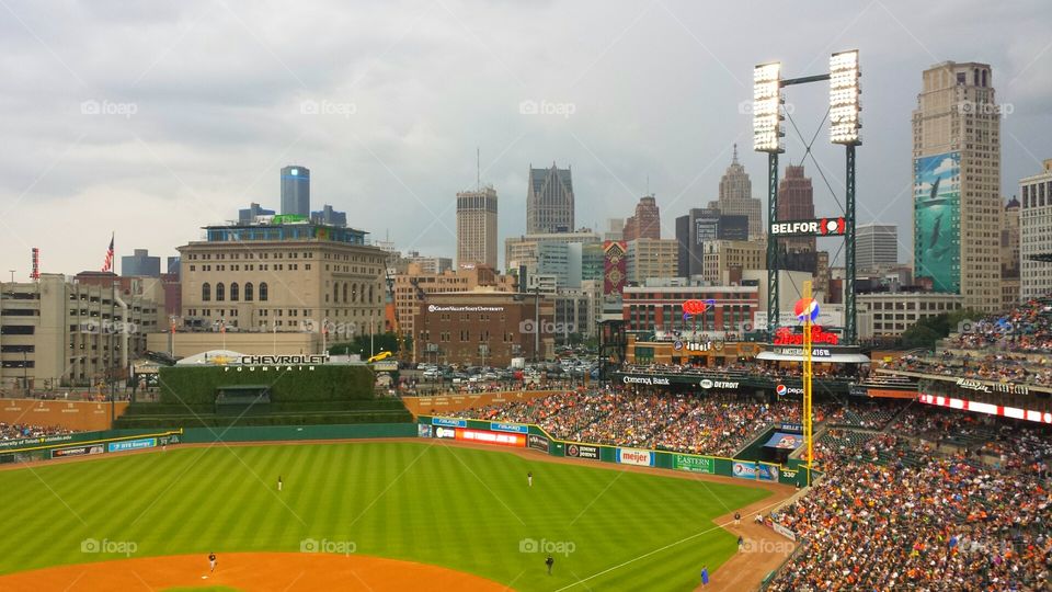 view from ballpark, Detroit