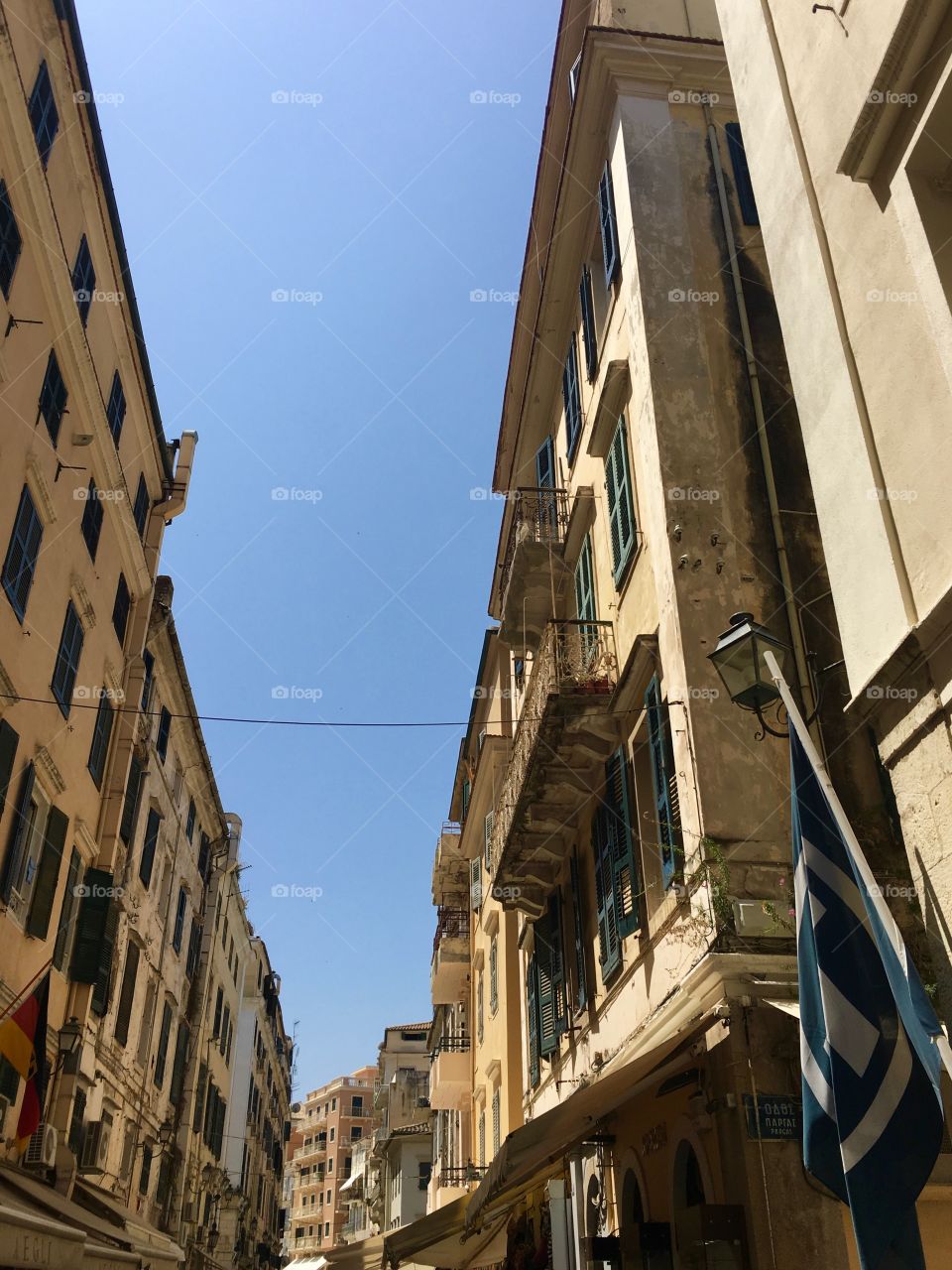 Street view in Corfu Town centre, Greece