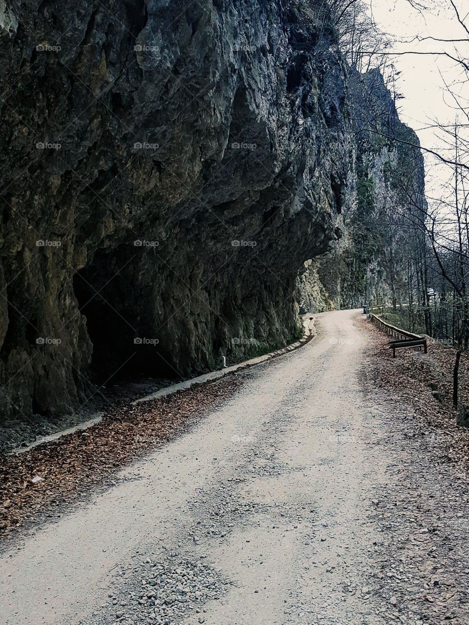 road under the mountain in Polovragi