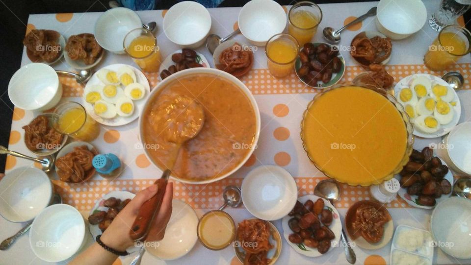 Various moroccan food served to eat in Ramadan month