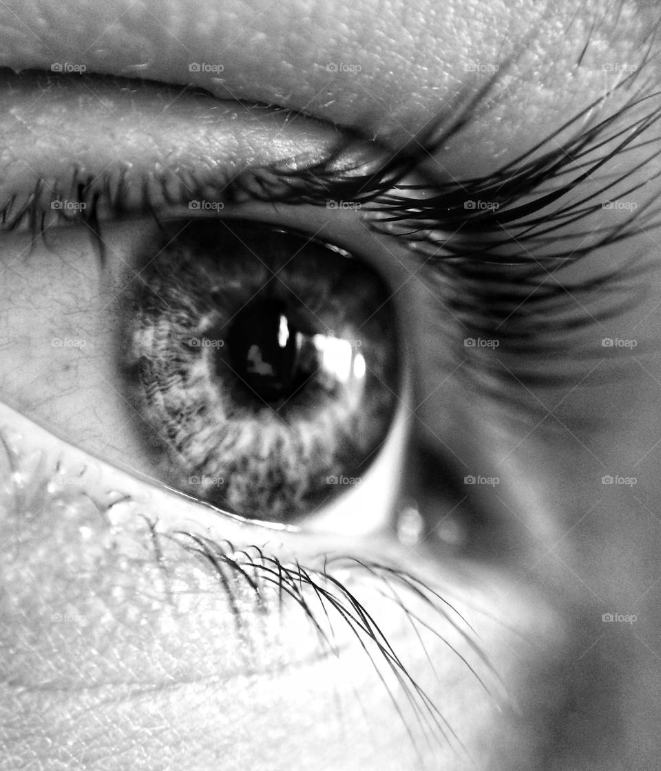 B&W close up of my sons eye 