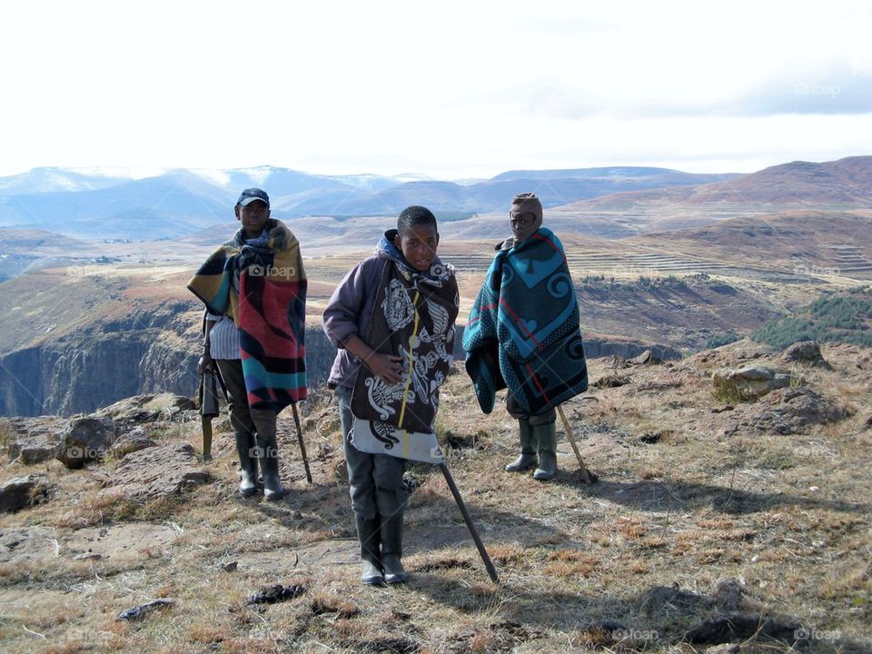 Young shepherds, Lesotho