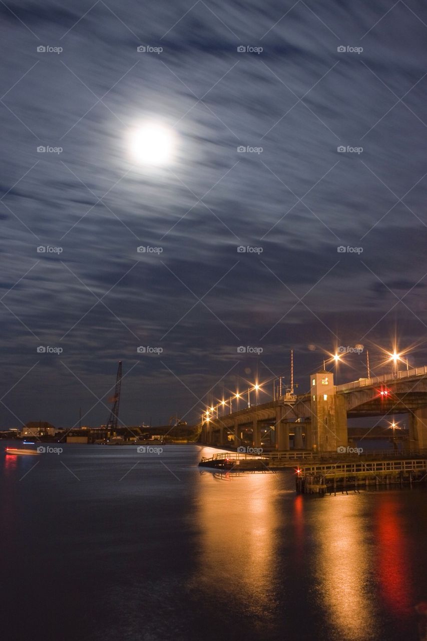 Moonlight over bridge