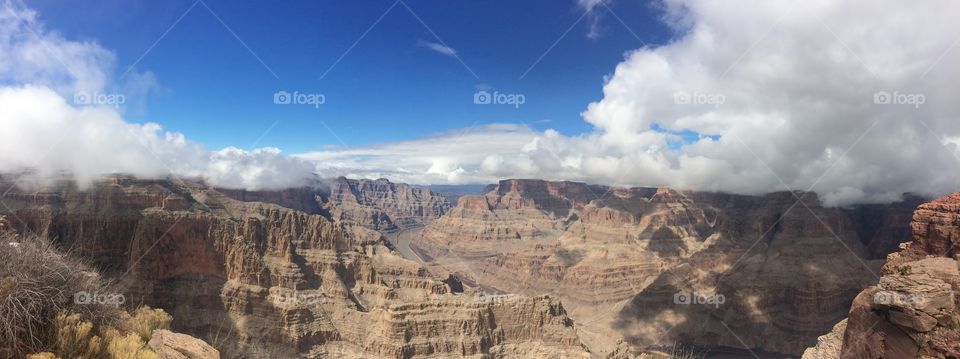 Grand Canyon view in a blue sky