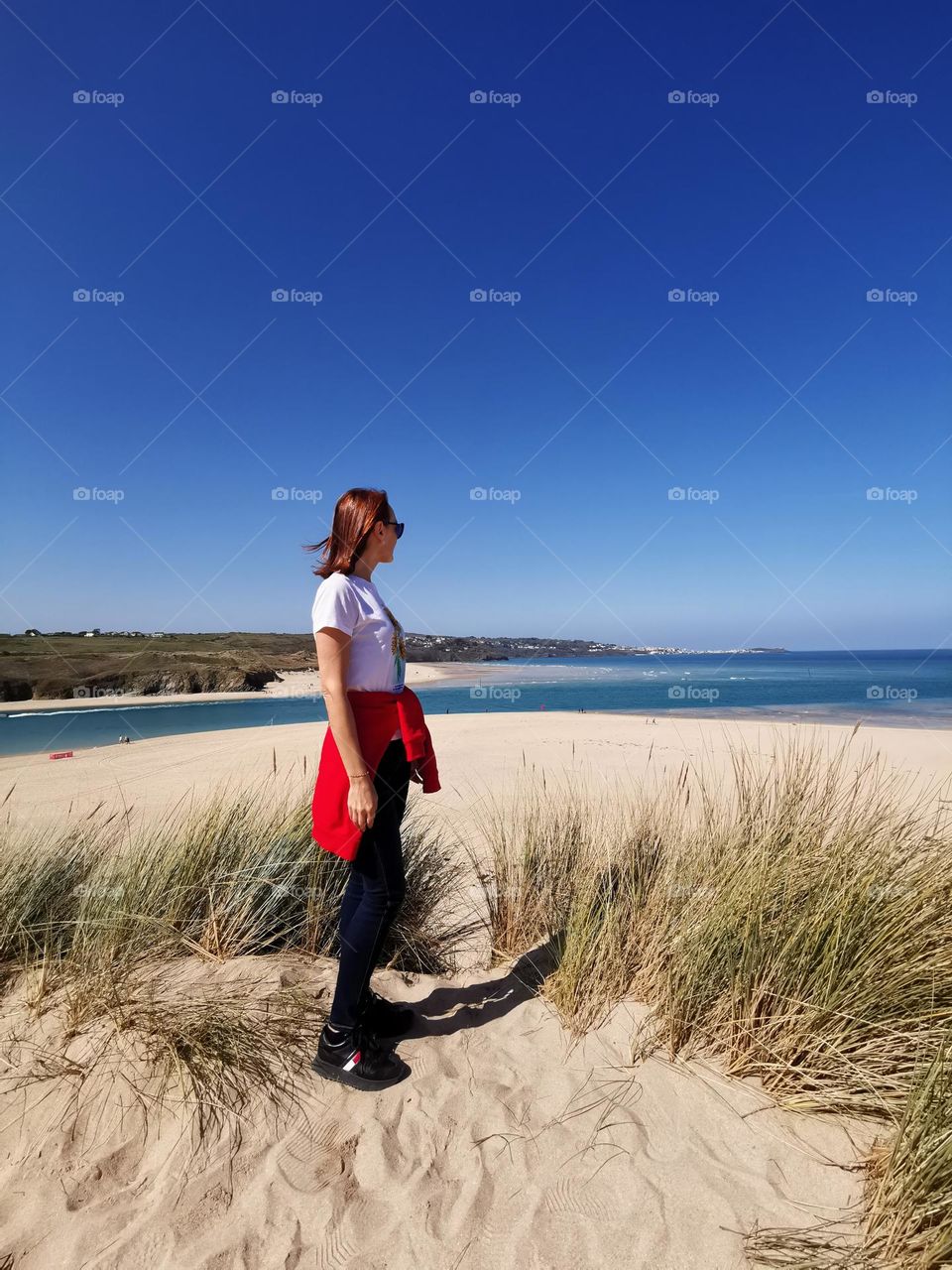 Let's go hike. Beautiful UK nature. Amazing view. Woman and nature. Seashore...