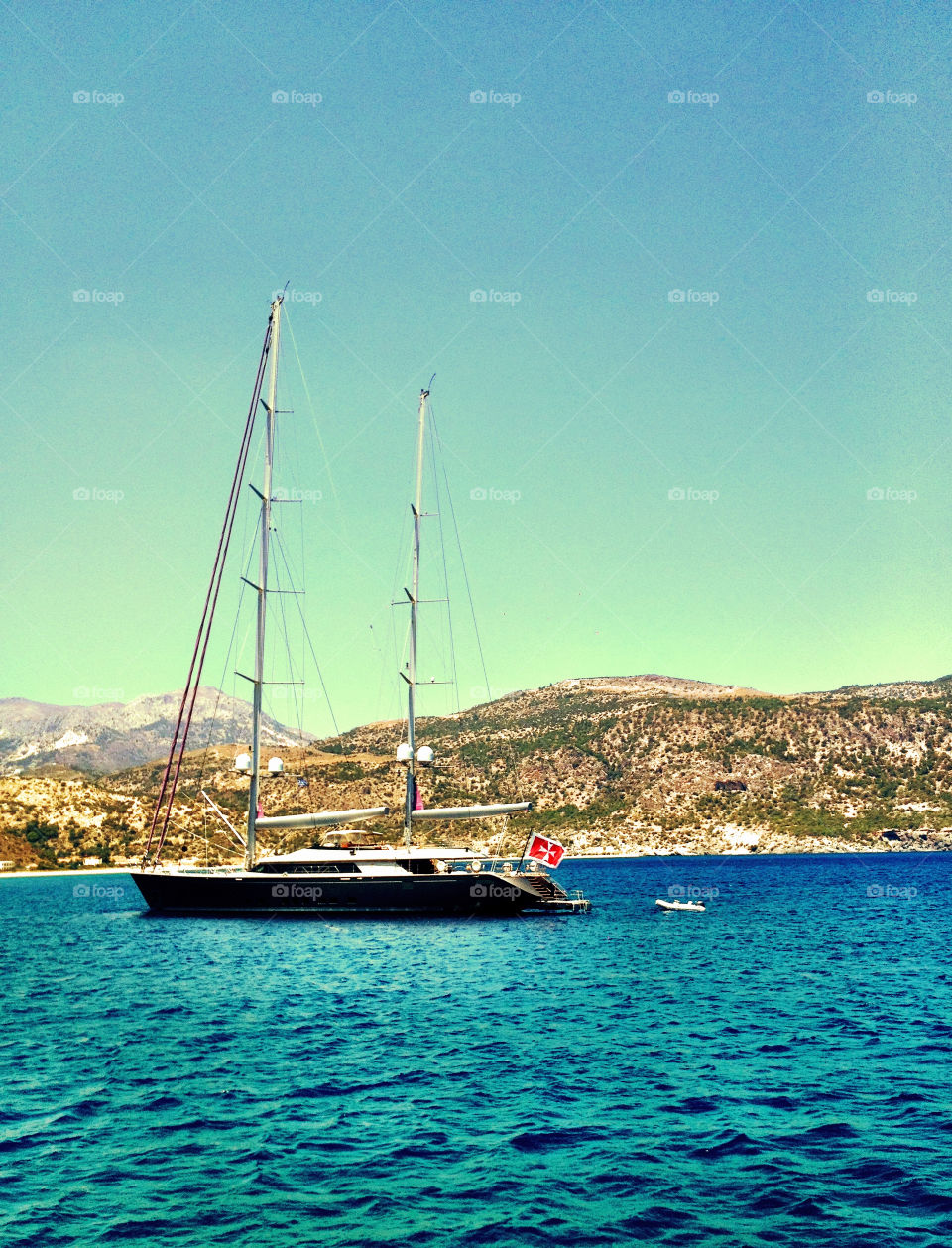 sky blue sea boat by mrarflox