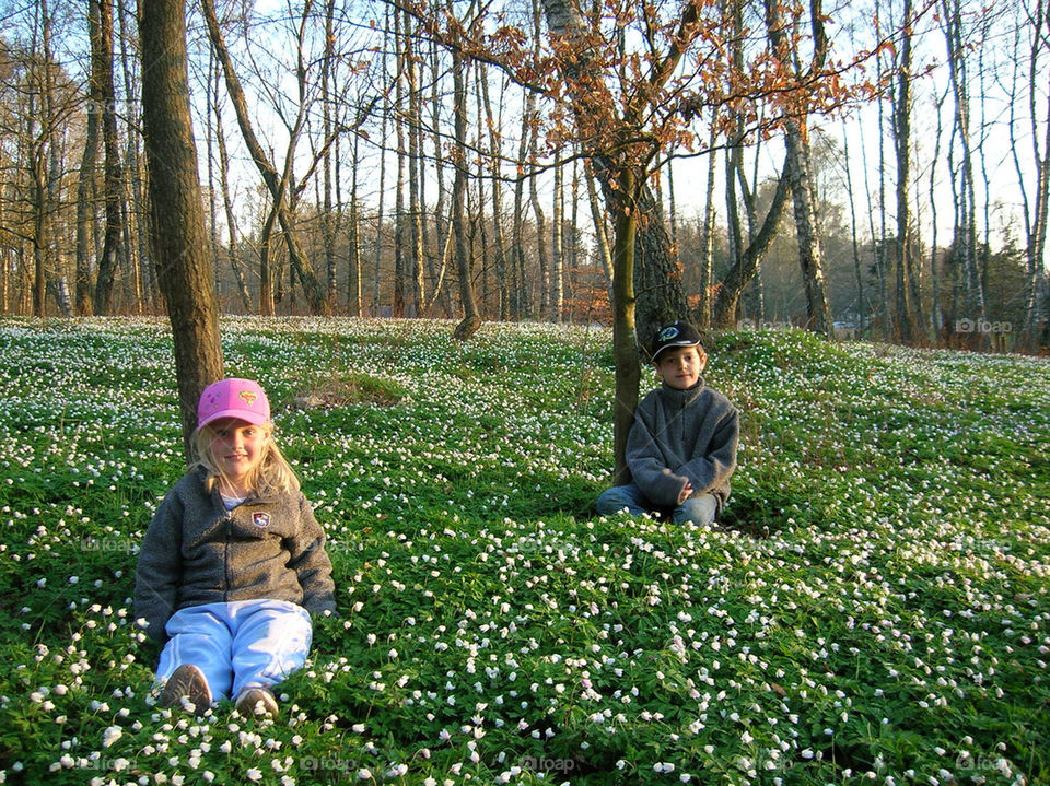 spring flowers grass children by cheezcarolina