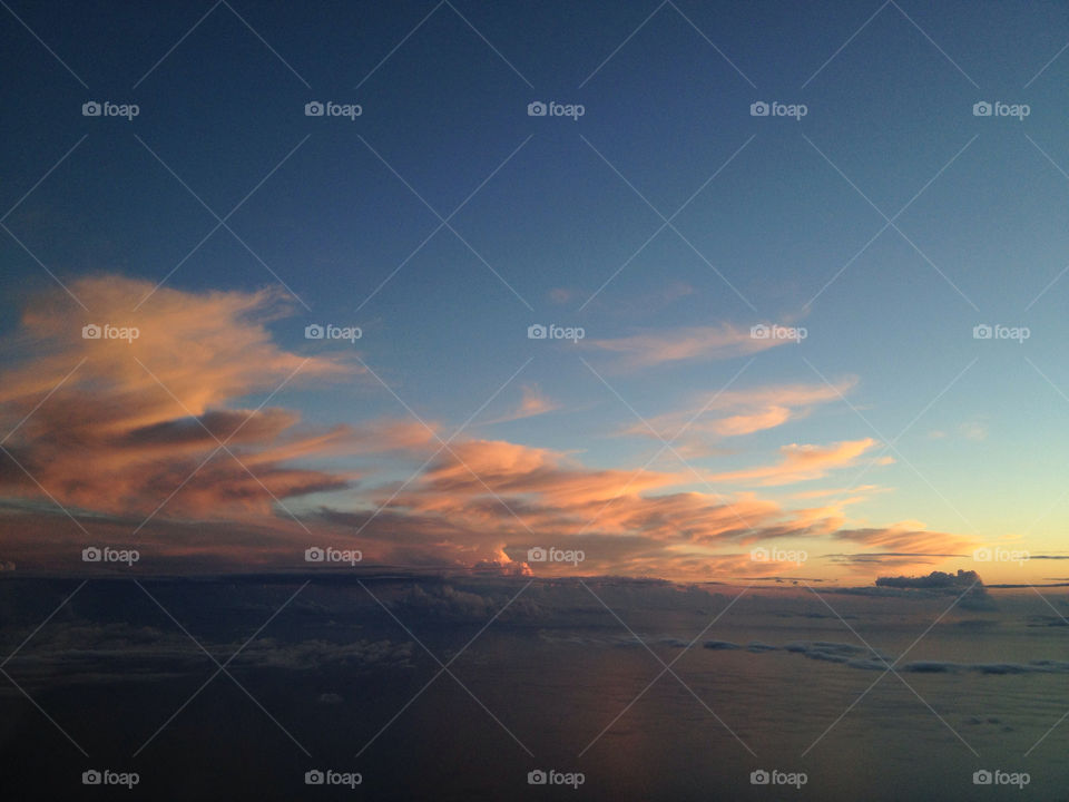 sky blue sunset clouds by p51