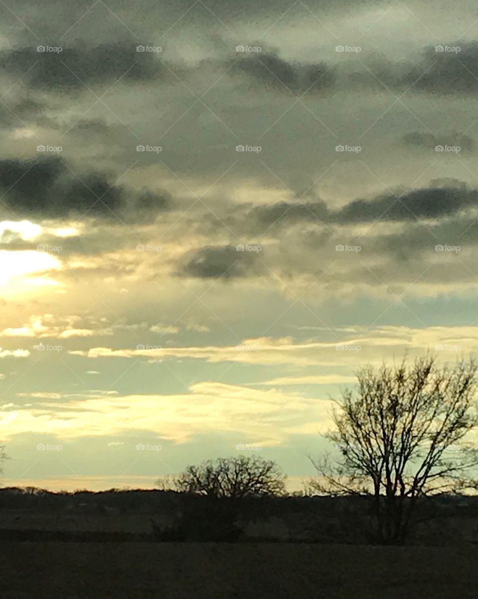 Late Afternoon Oklahoma December Cloudy Sky