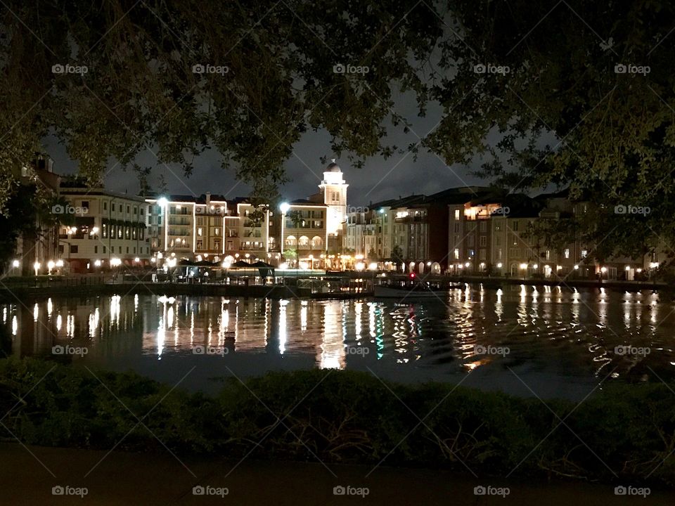 Portofino hotel at night