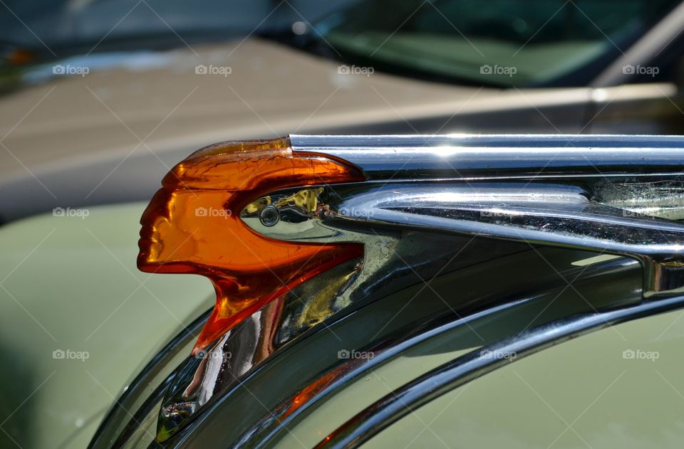 Indian Hood Ornament. Classic car show