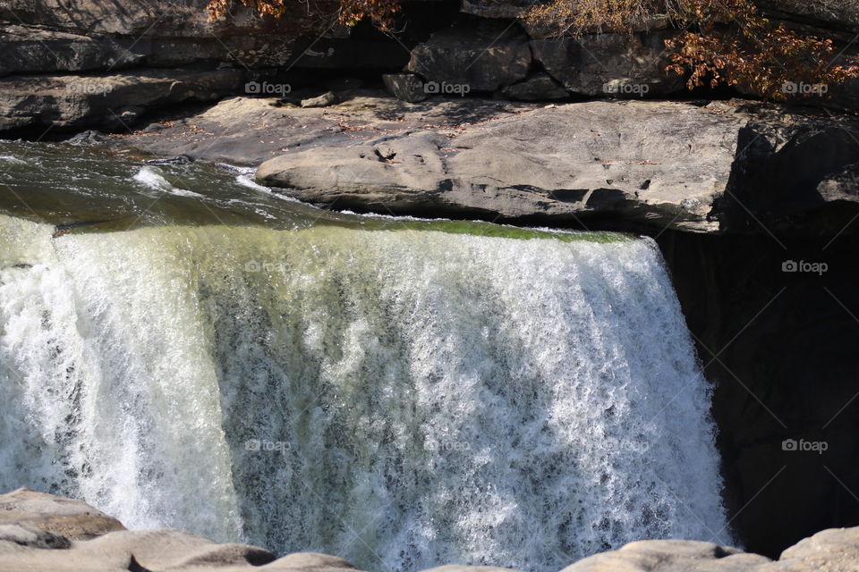 Close up of waterfall at Cumberland Falls Kentucky