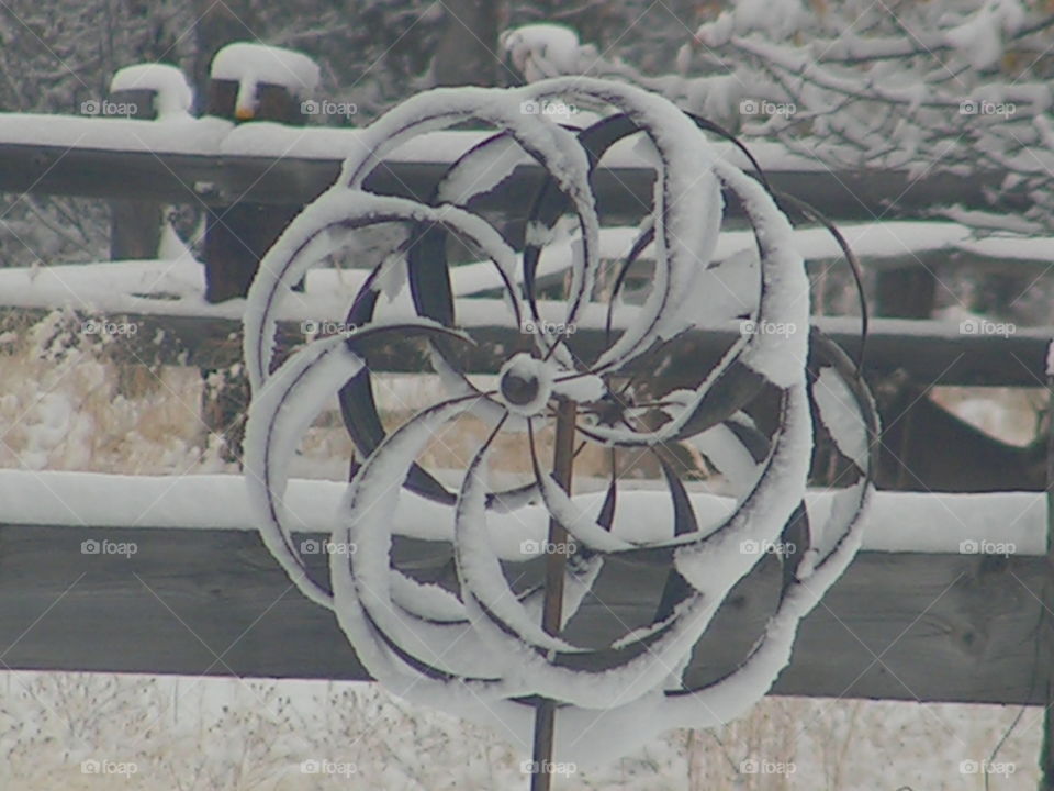 Windspinner covered with snow