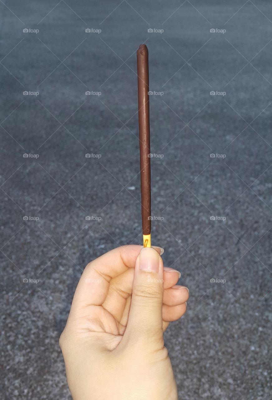 Chocolate cream covered biscuit stick