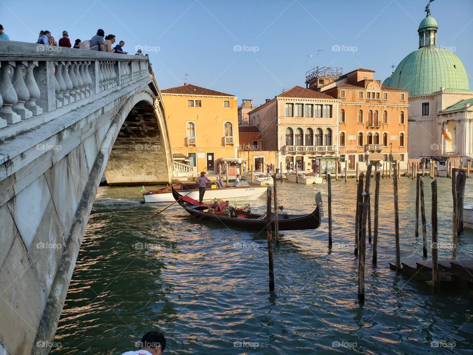 Gondola,  bridge and canal in Venice, Italy