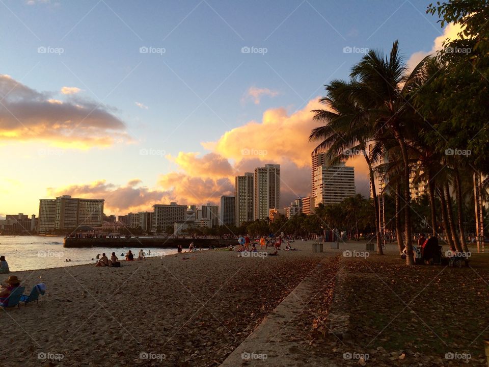 Famous Waikiki beach, Honolulu