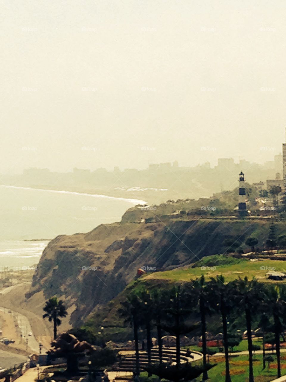 Miraflores Coast. Lima, Peru- coast including Naval lighthouse