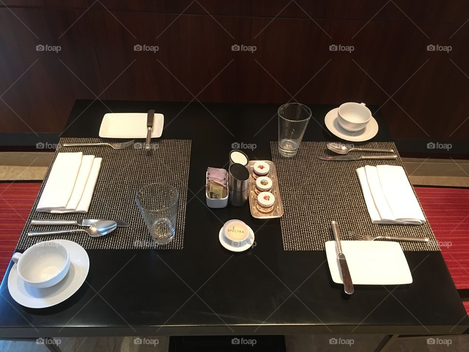 Table set up for breakfasts 