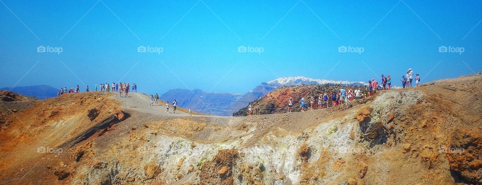 Looking out at Santorini from Volcano