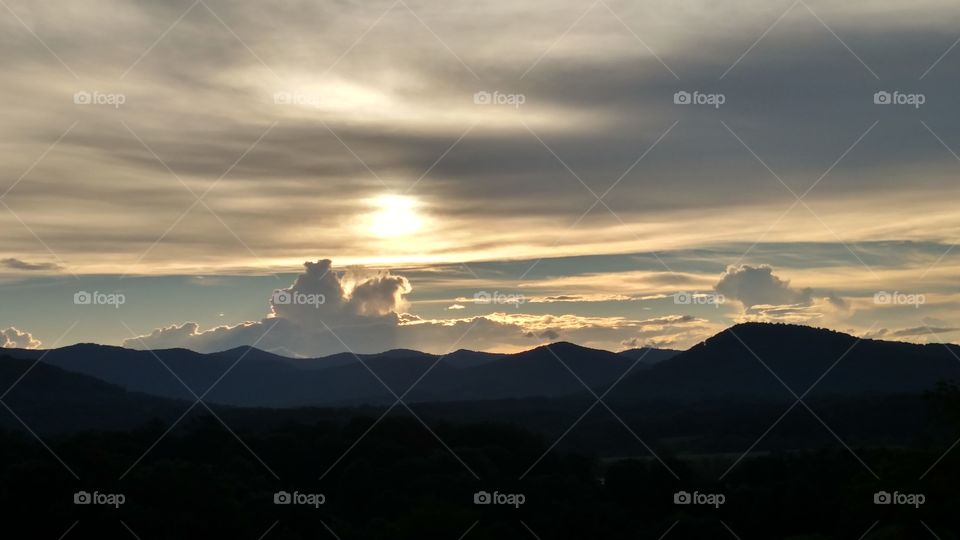 The start of a beautiful sunset in the mountains of Western North Carolina