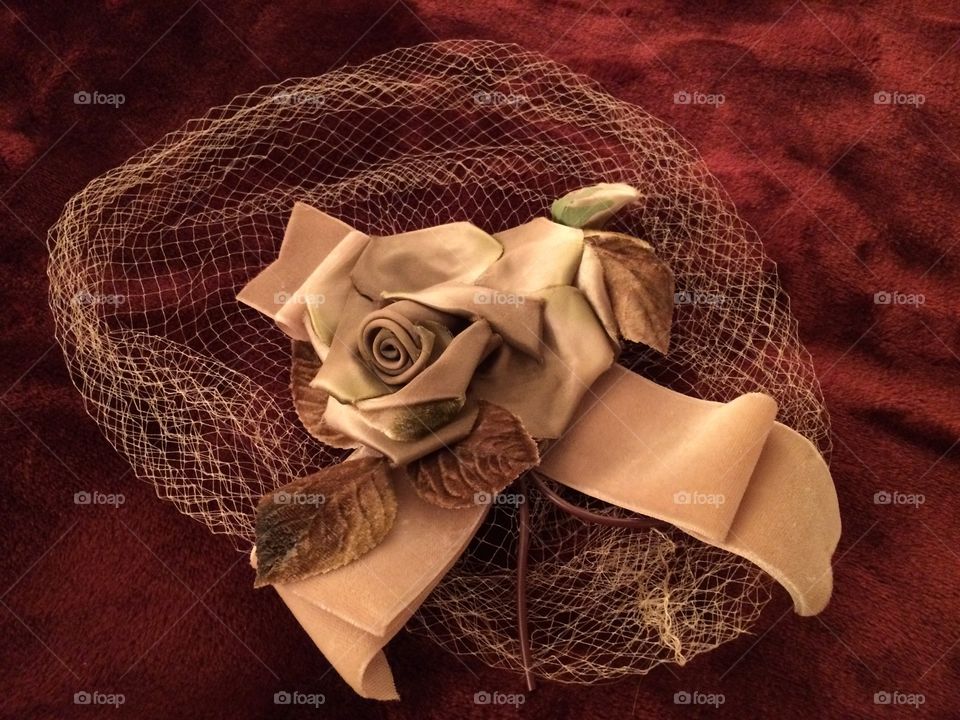 Antique rose mesh lady's hat