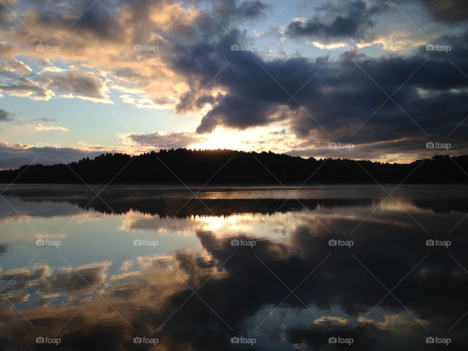 Early morning at the lake in Poland Mazury 