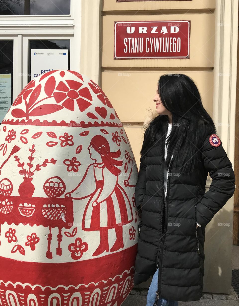 Girl on a krashanka, coloured in national Ukrainian style 