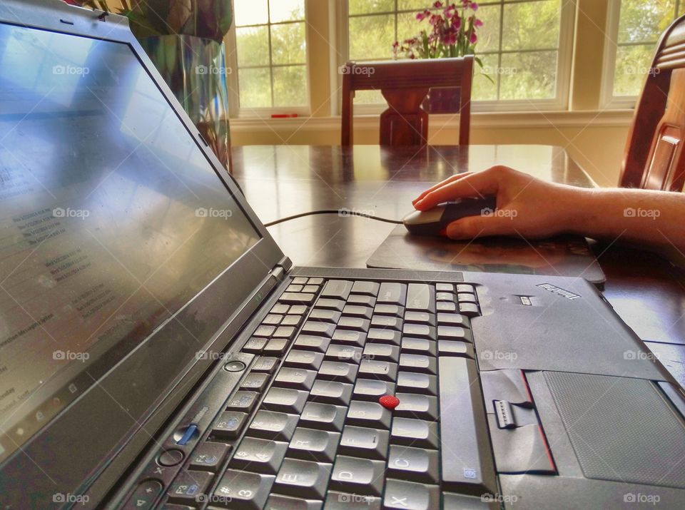 Desk From Above. Laptop In A Home Office
