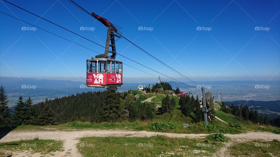 Cable car on mountain side