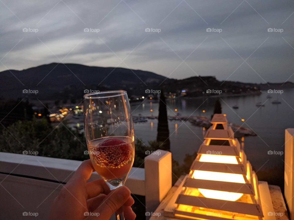 Champagne Post-Sunset on Greek Island Beach
