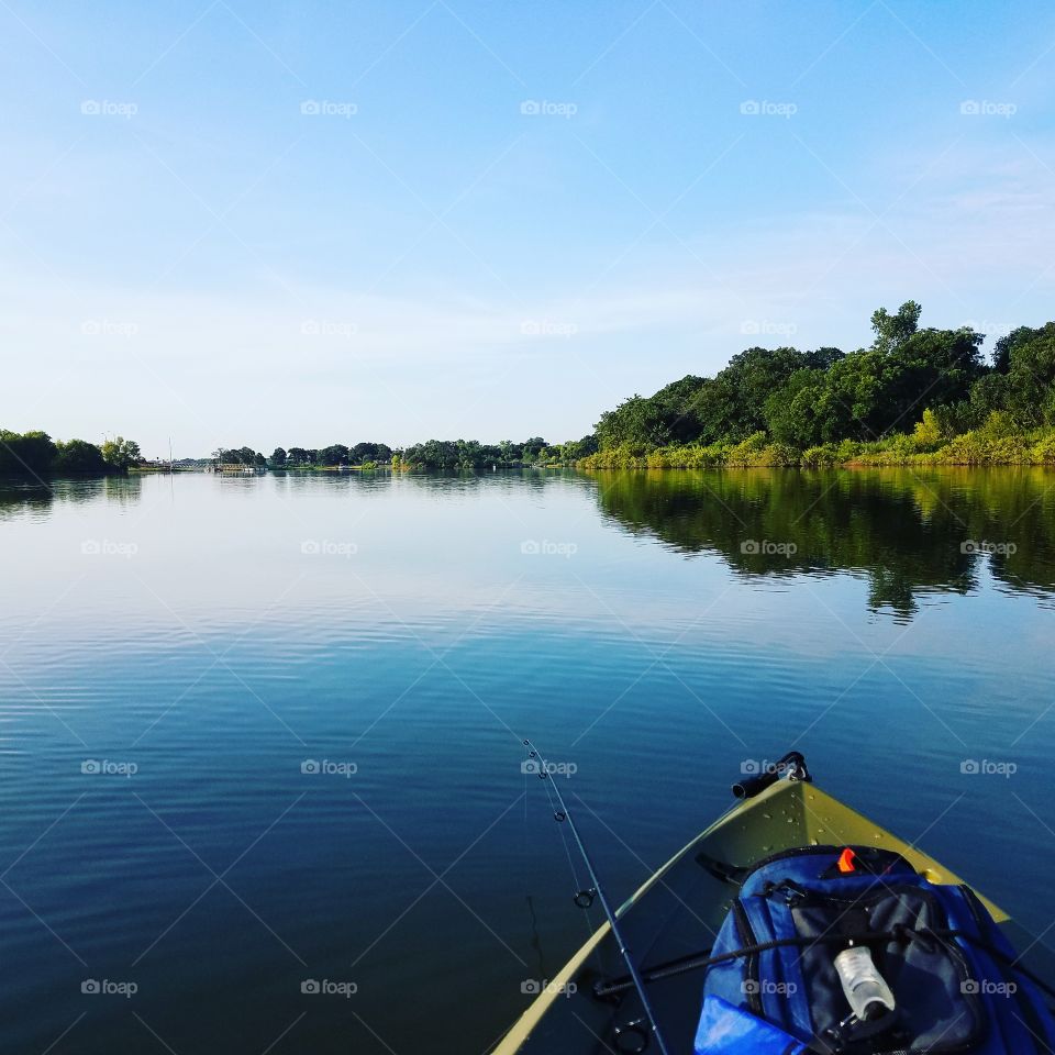 beautiful calm lake kayak