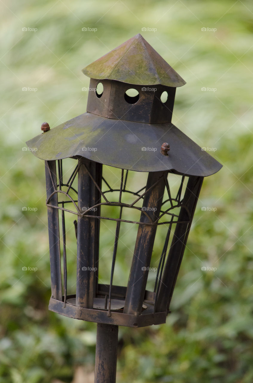 Old abandoned metal lantern
