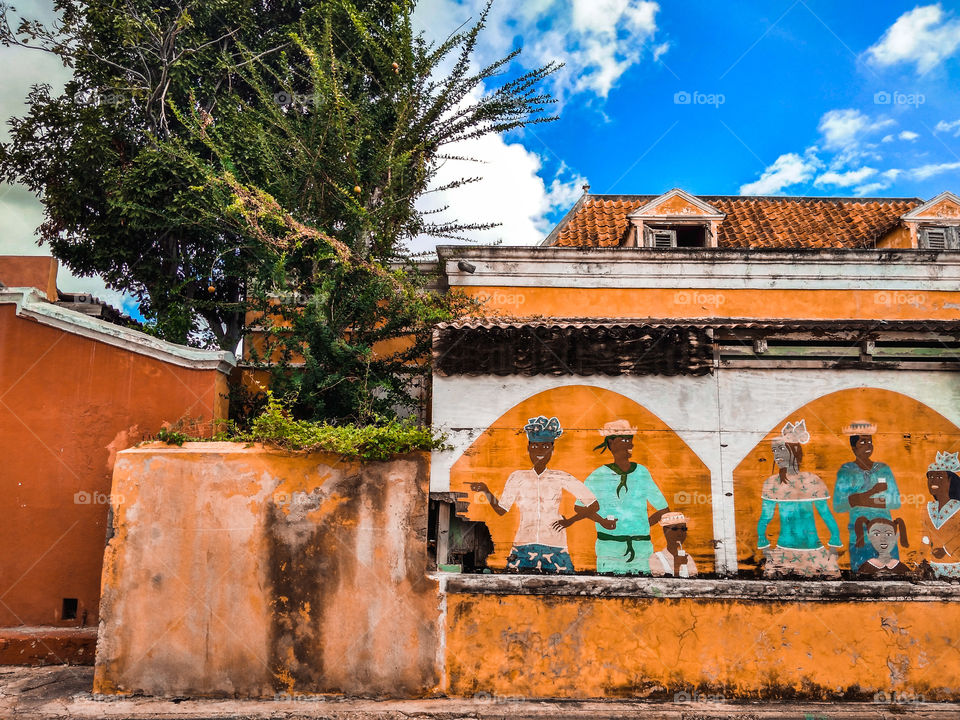 African art on a old building