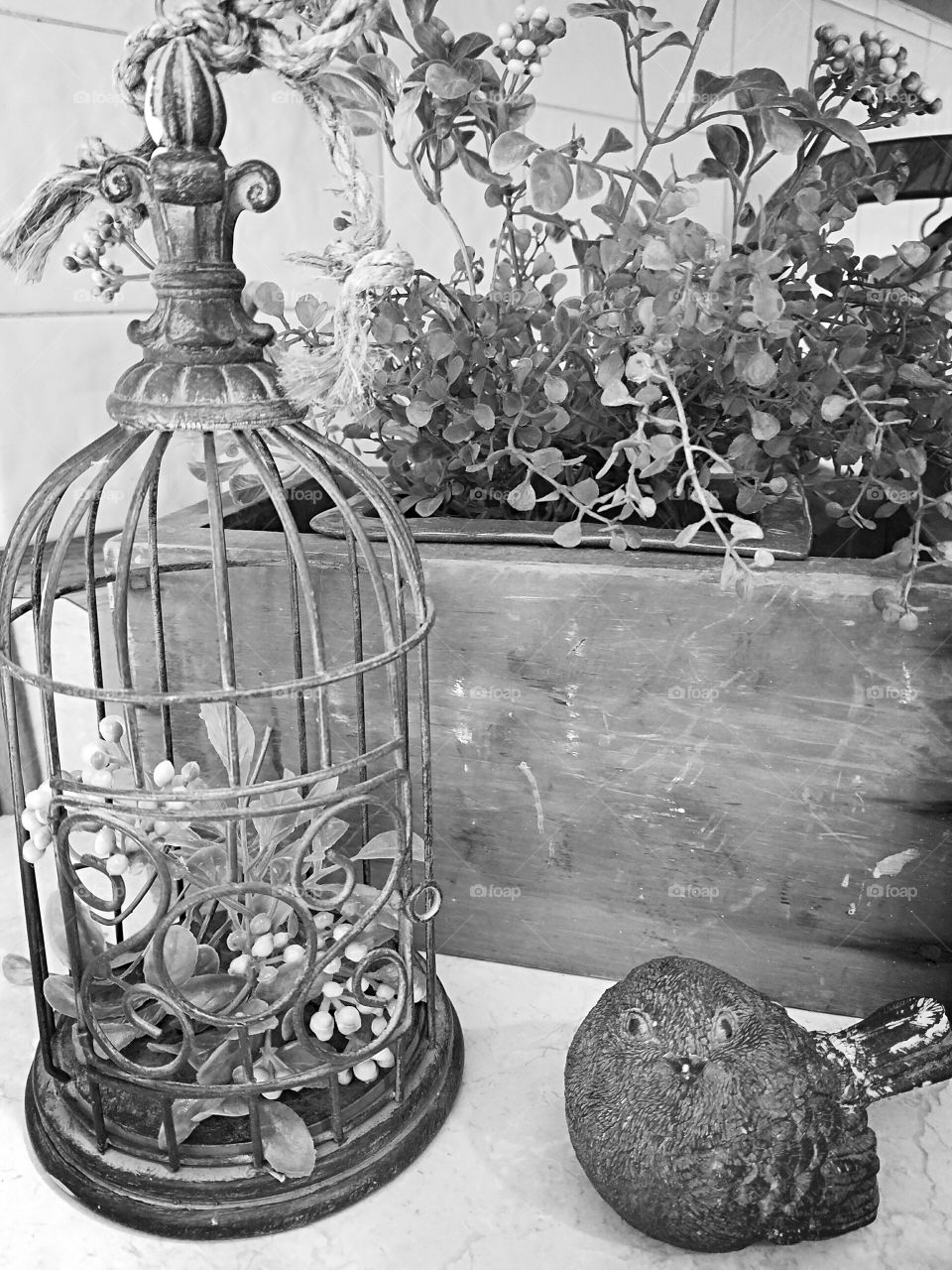 birdcage and greenery