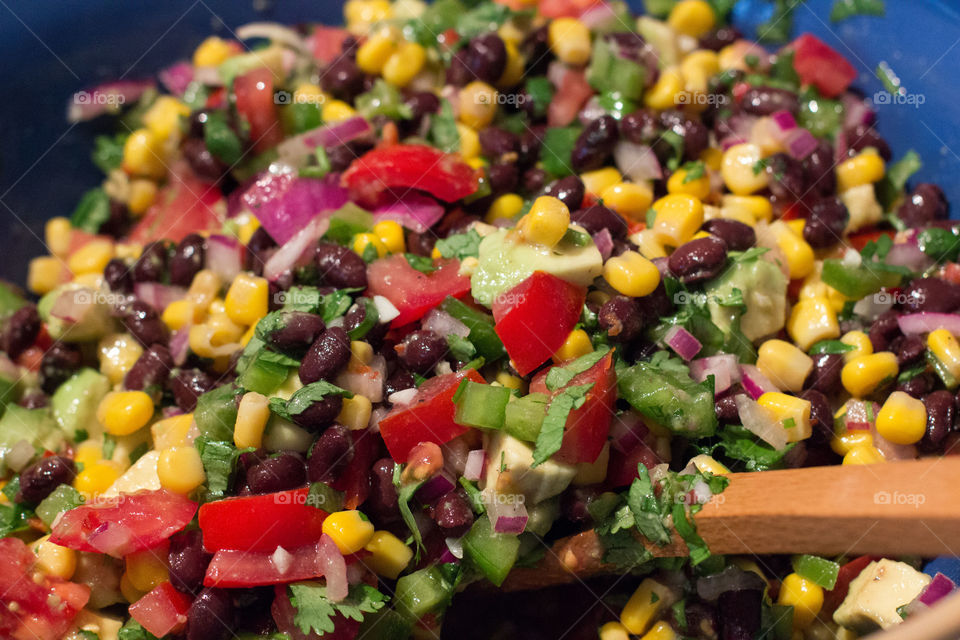 Corn, black bean, avocado salad 