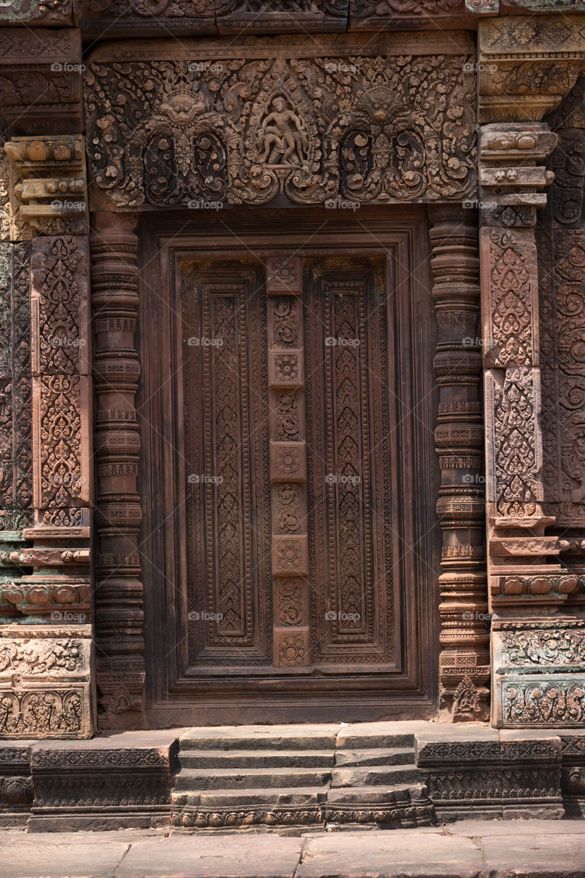 Architecture of Banteay Srei temple in Cambodia 