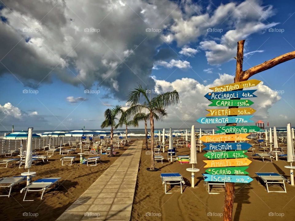 cloudy weather on the beach in summer