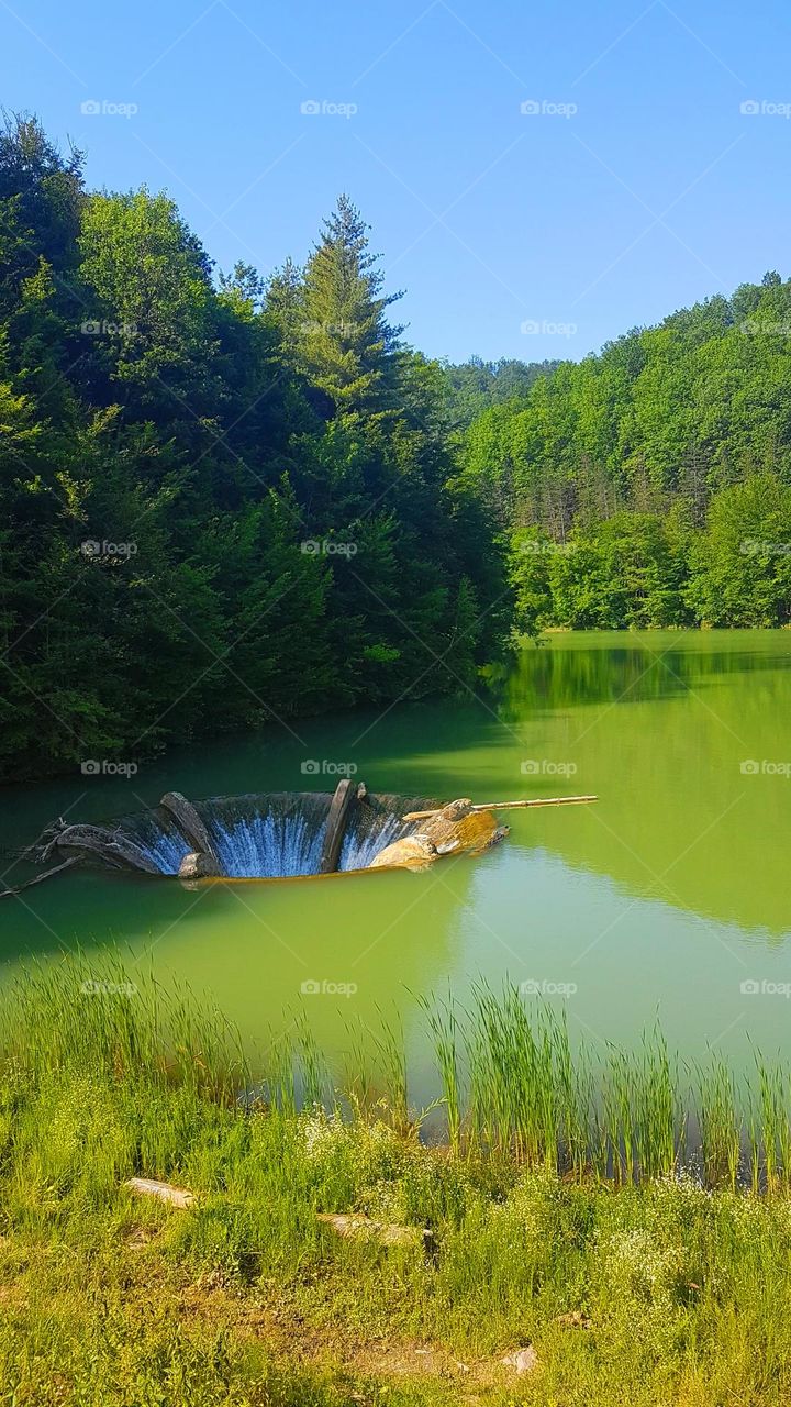 Vida Lake, green lake with funnel, Romania