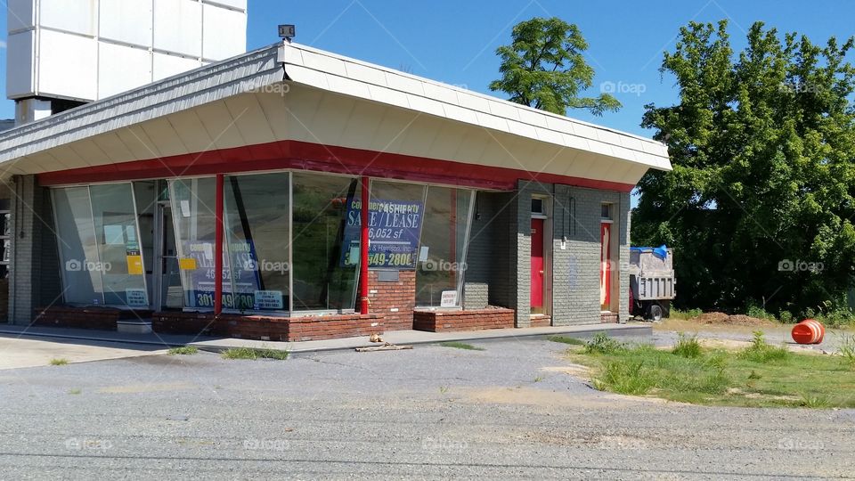 Out of Gas. old gas station for sale