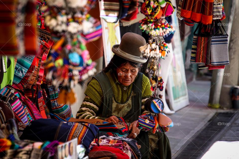 Portrait of an old Bolivian lady