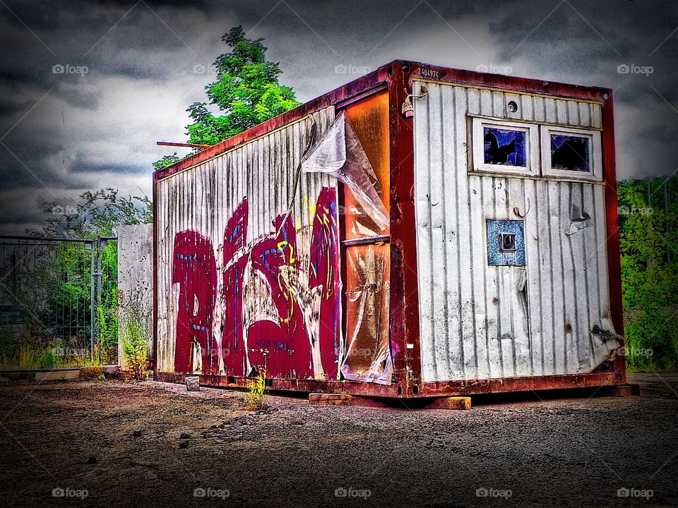 graffities and industry. graffities sprayed on container